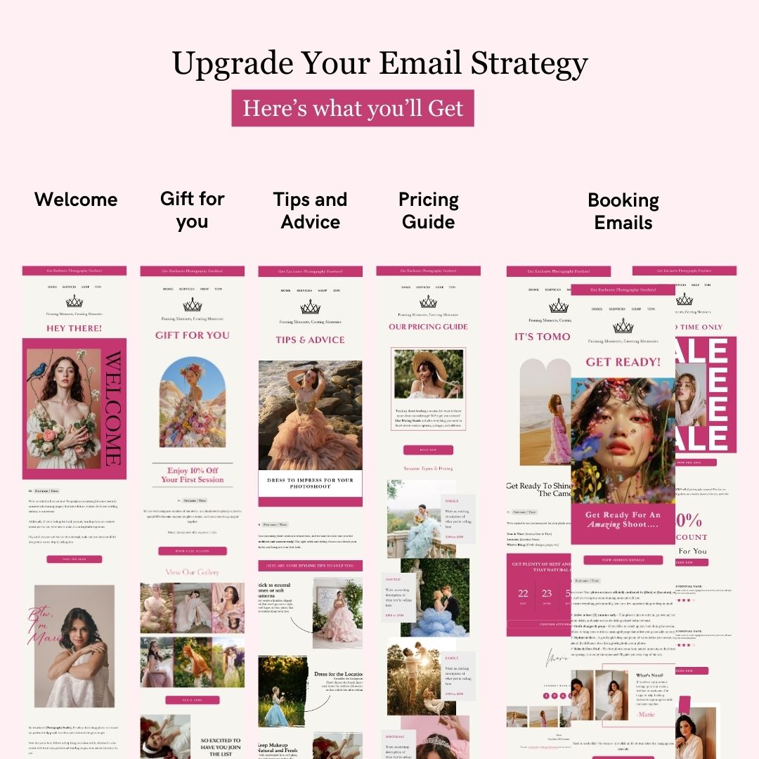 White Pink Flodesk Photography Welcome Email Sequence Template
