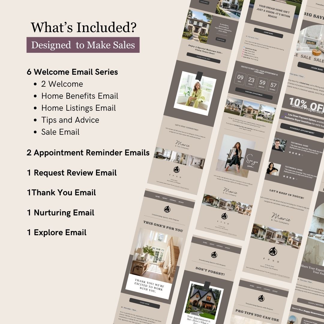 Khaki Flodesk Real Estate Business Email Templates Bundle
