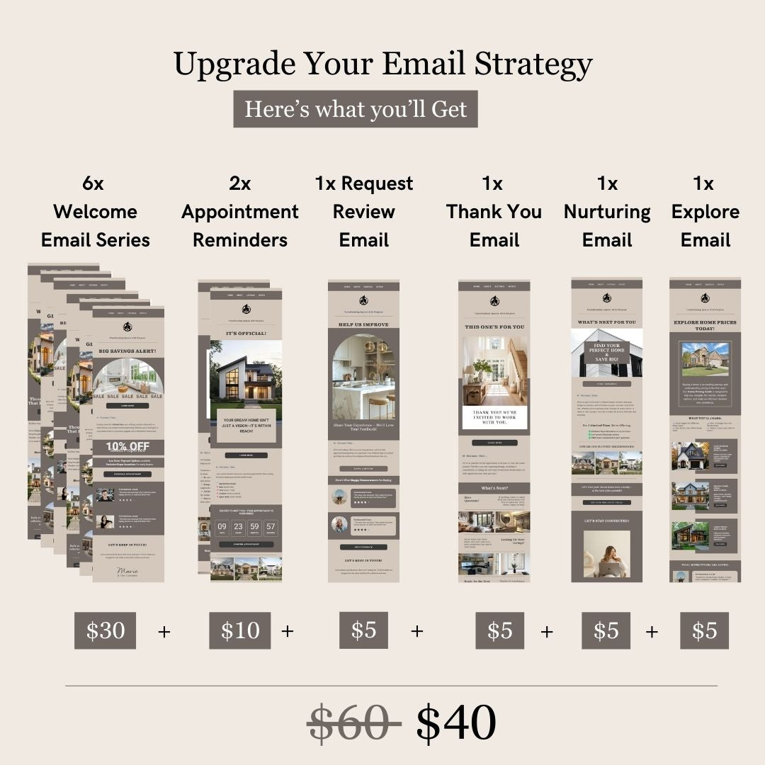 Khaki Flodesk Real Estate Business Email Templates Bundle