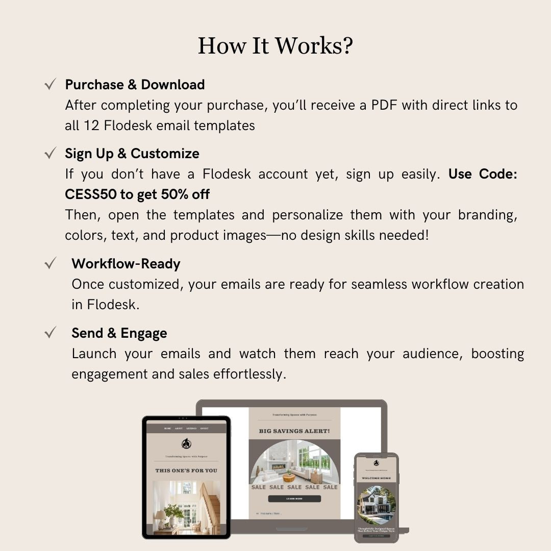 Khaki Flodesk Real Estate Business Email Templates Bundle