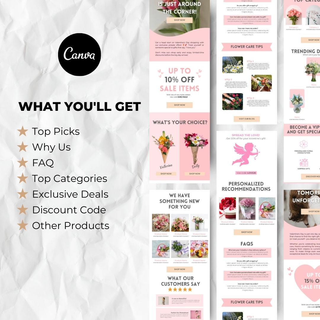 What you will get with valentines email template