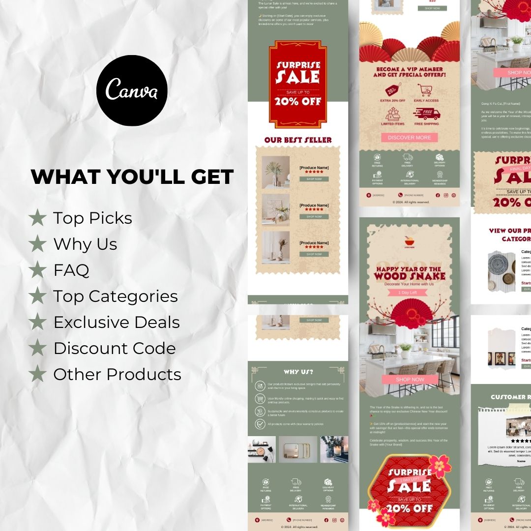 What you will get with Lunar New Year email template
