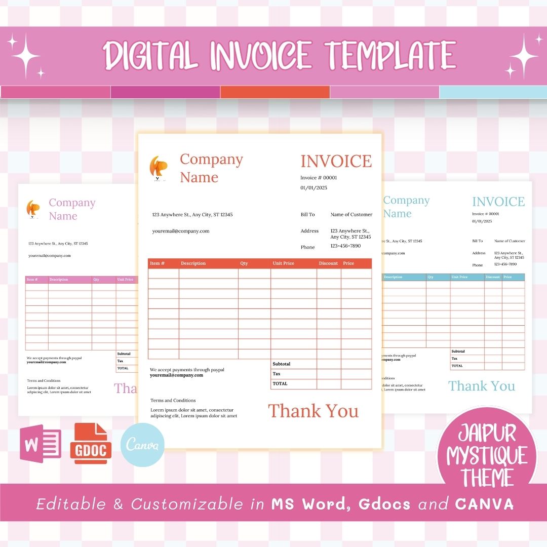 Digital invoice template