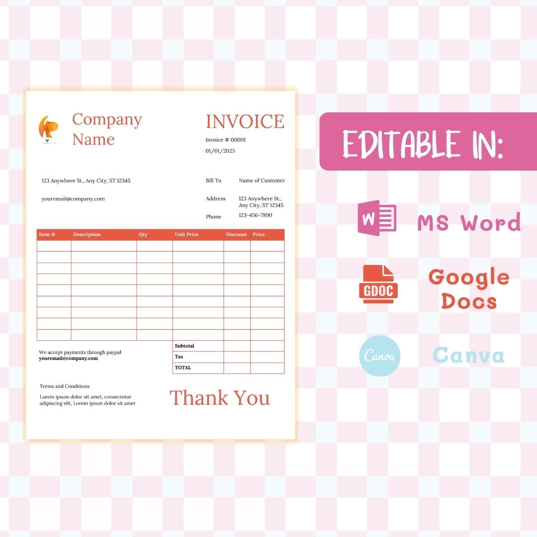 editable invoice template