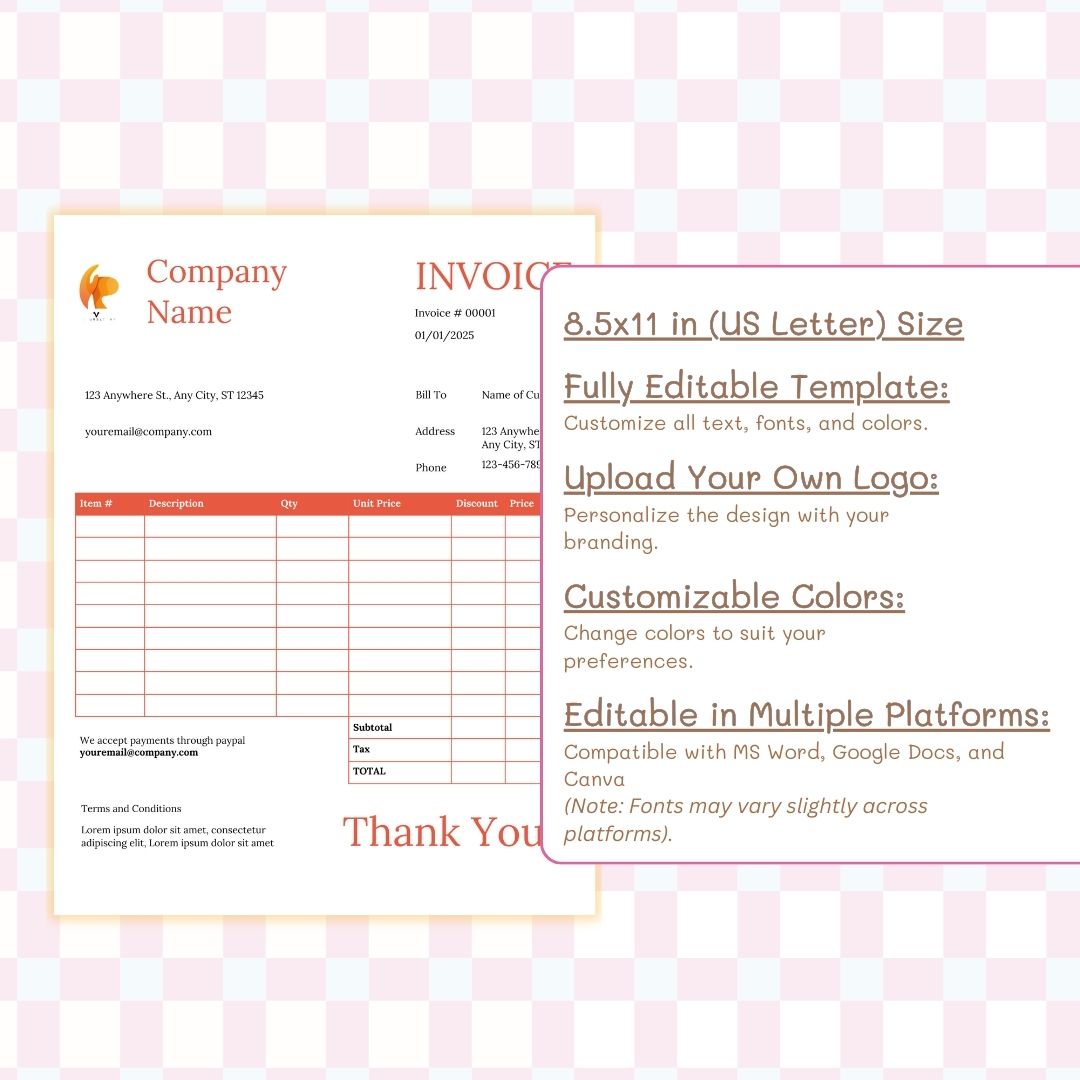 Customizable invoice template