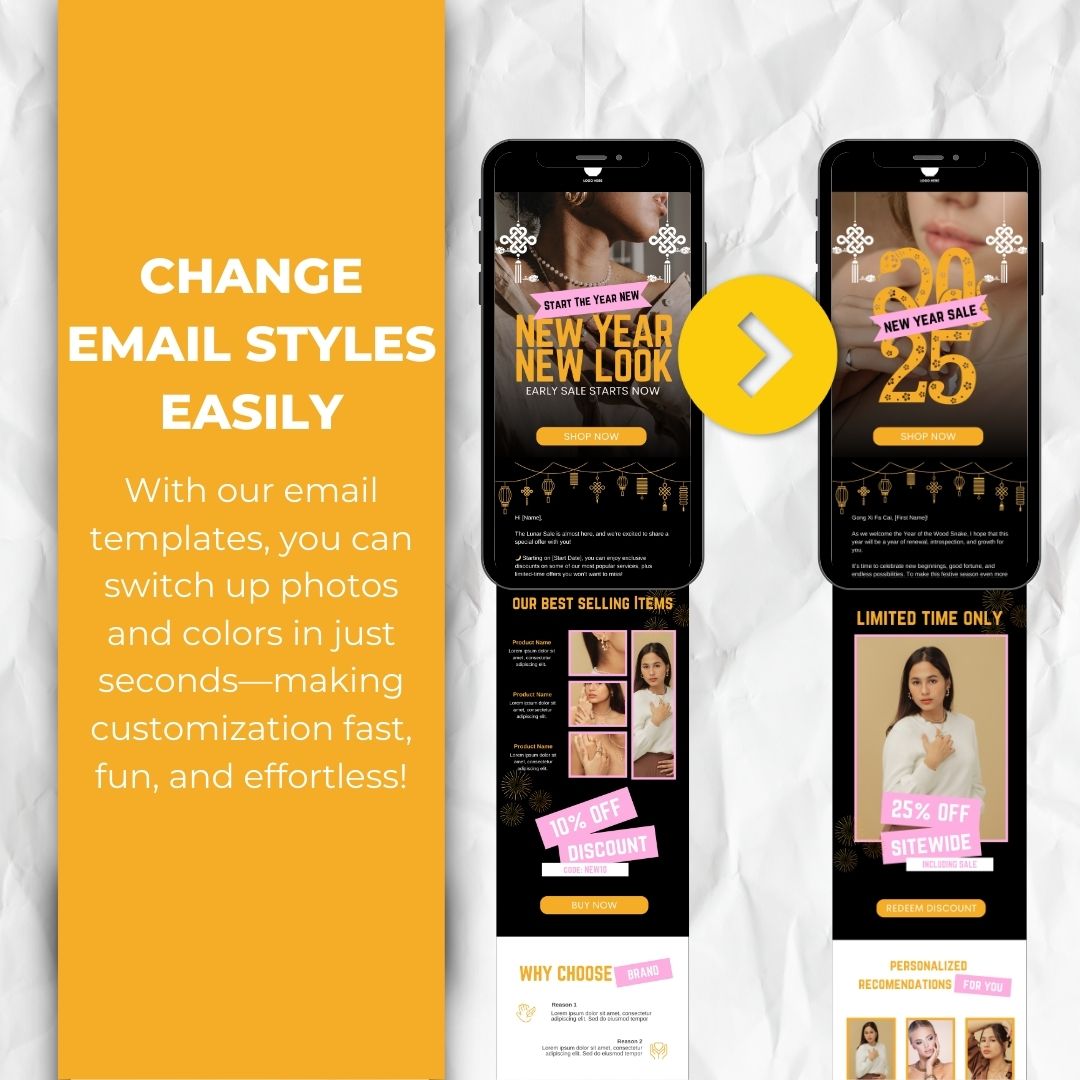 change email styles with our Lunar New Year email template