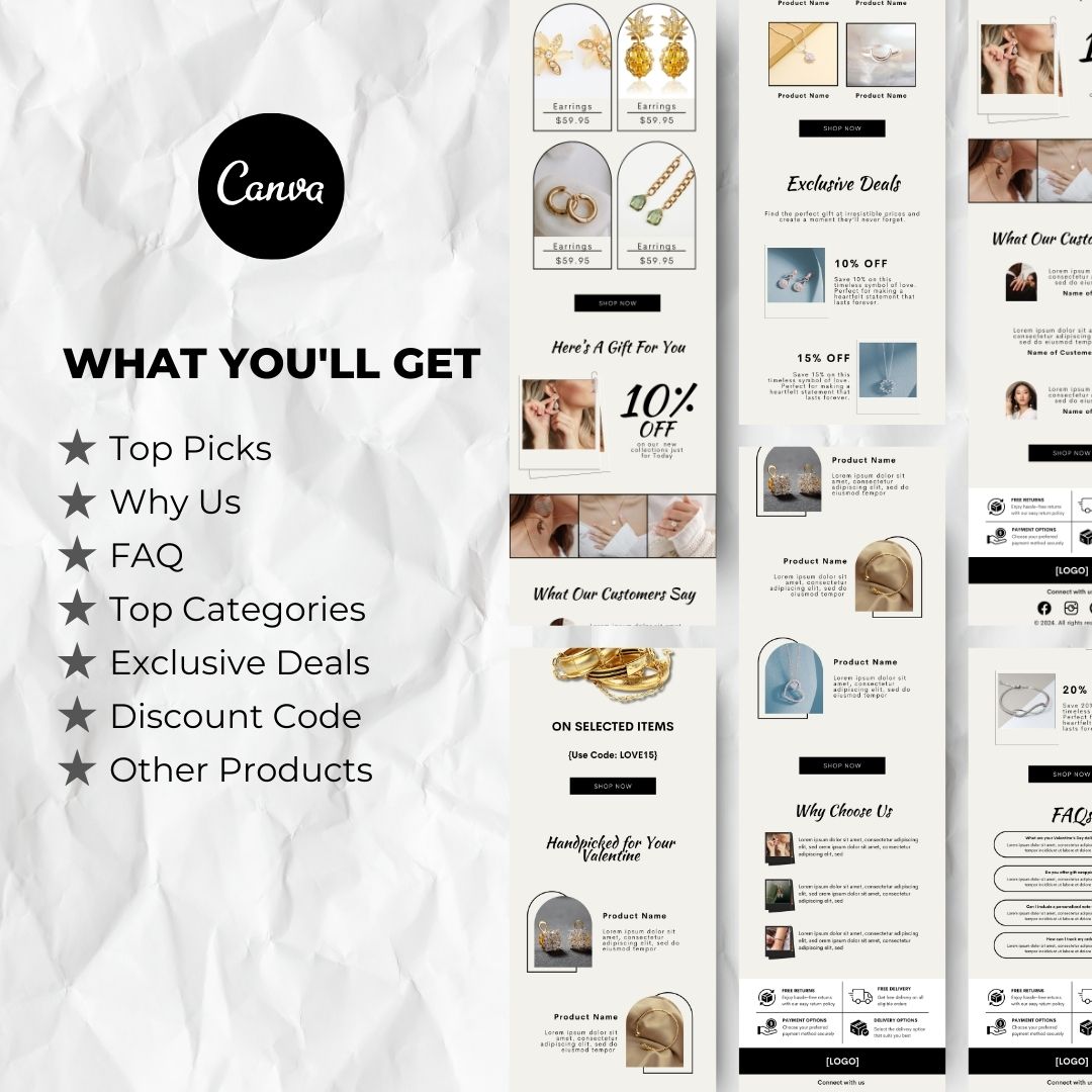 What you will get with valentines email template