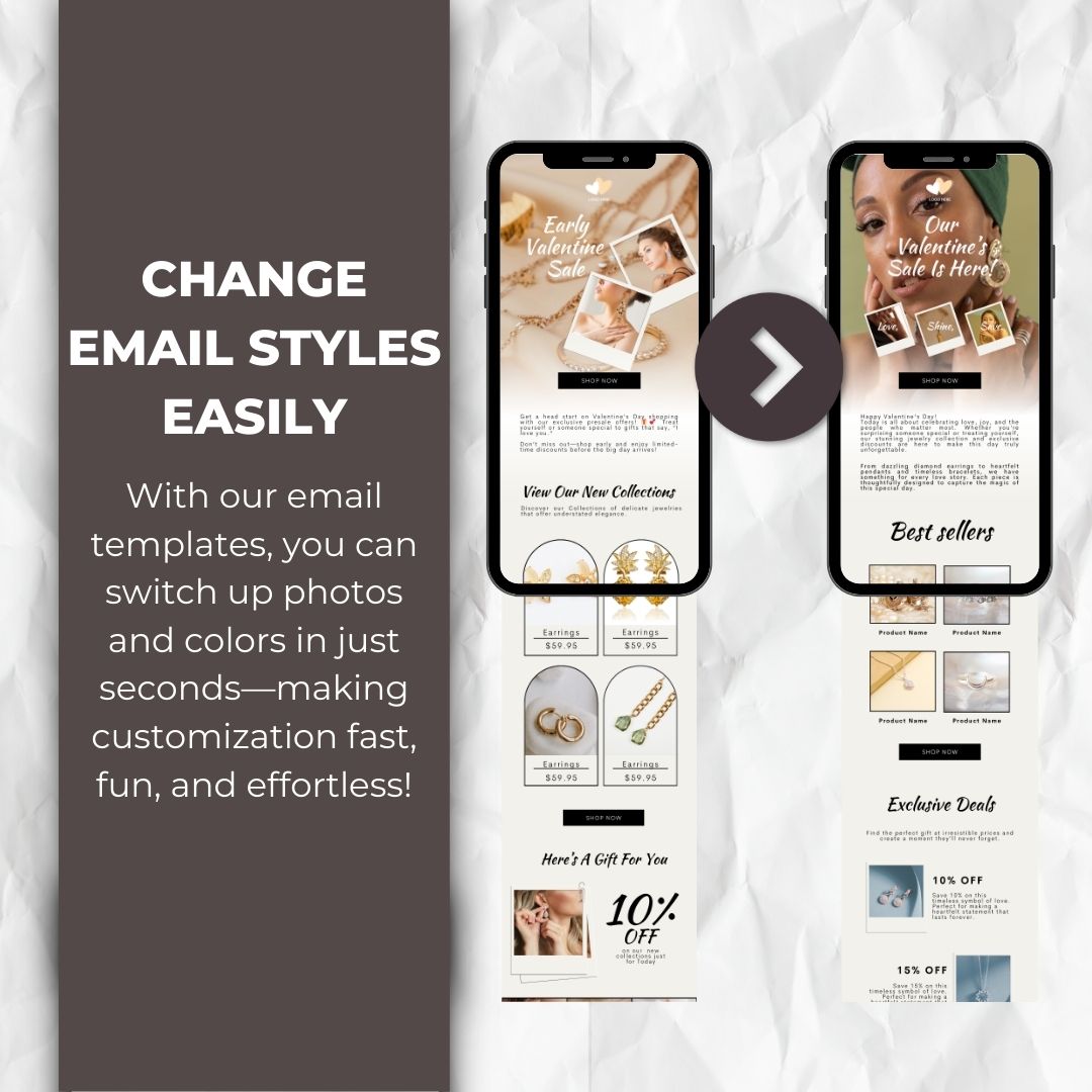 change email styles with our valentines email template