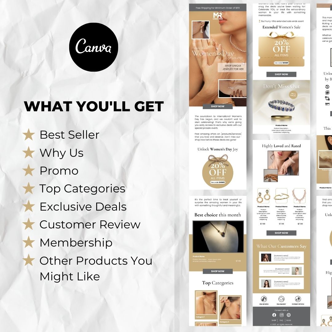 What you will get with womens day email template