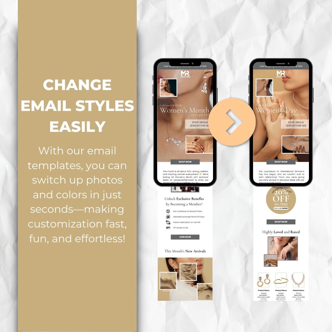 change email styles with our Womens day email template