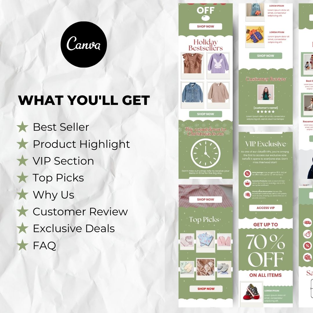 What you will get with Christmas email template