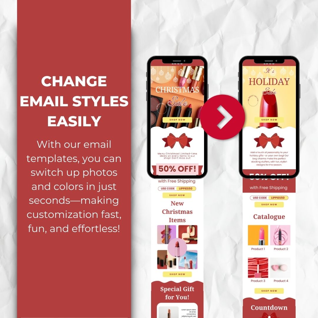 change email styles with our Christmas email template