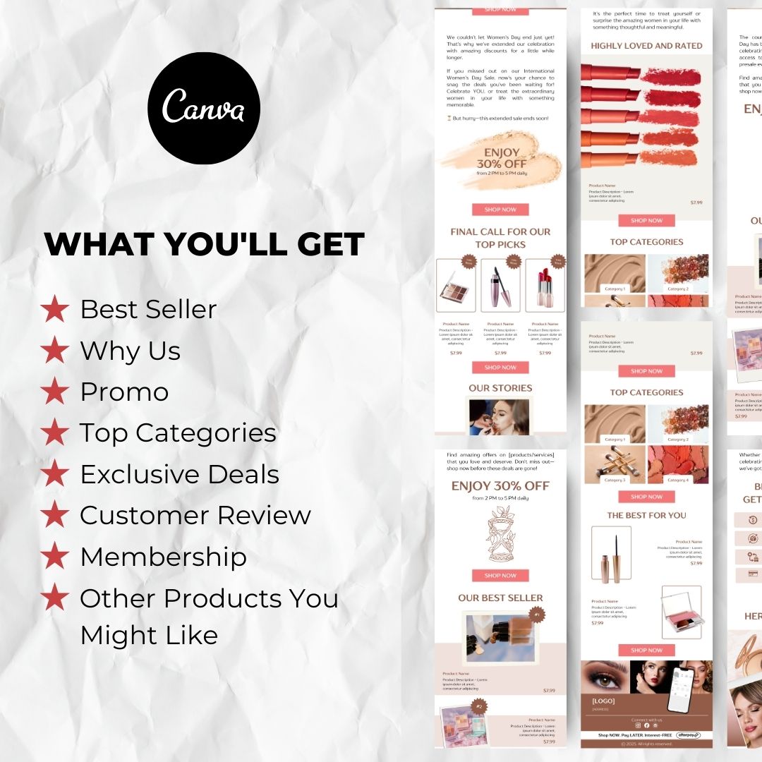 What you will get with womens day email template