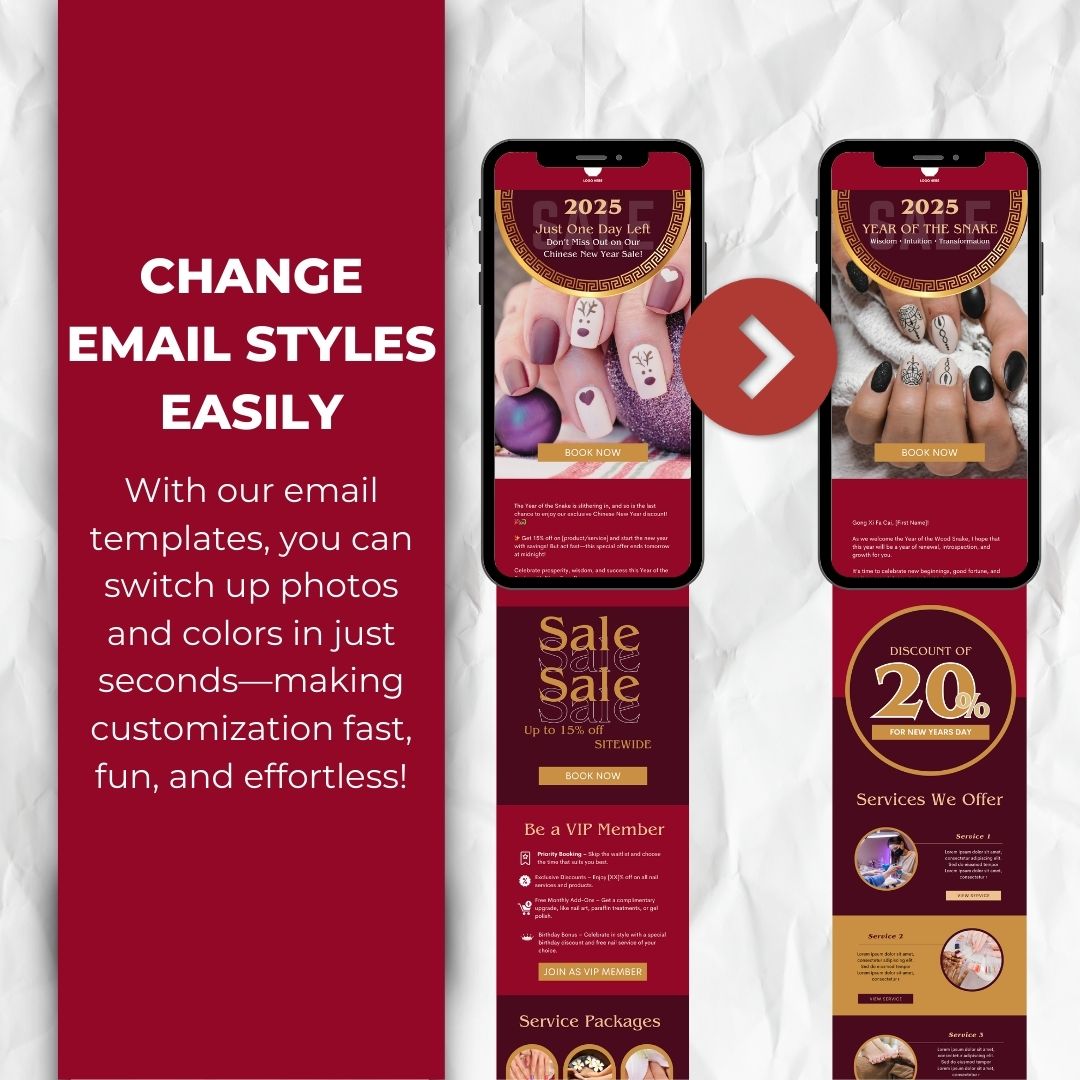 change email styles with our Lunar New Year email template