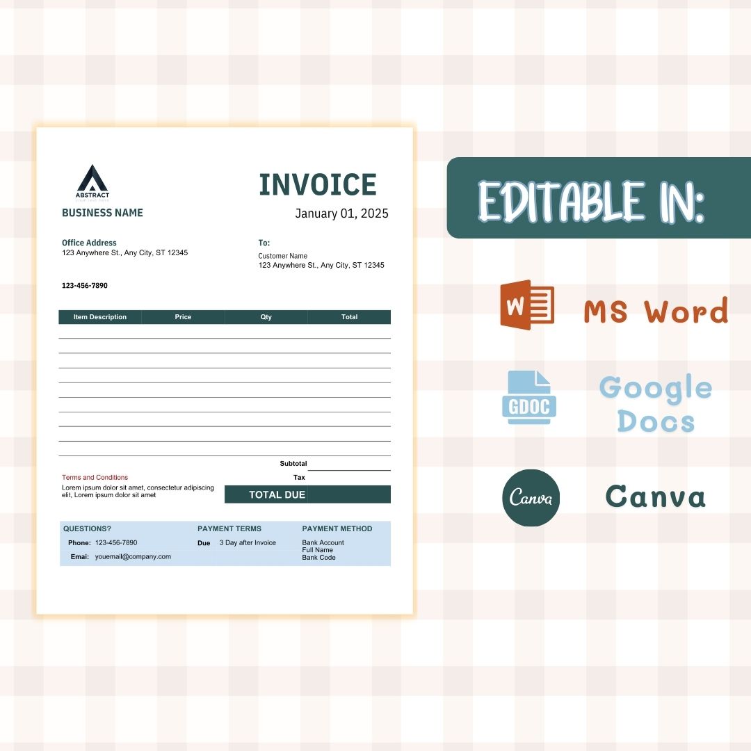 editable invoice template