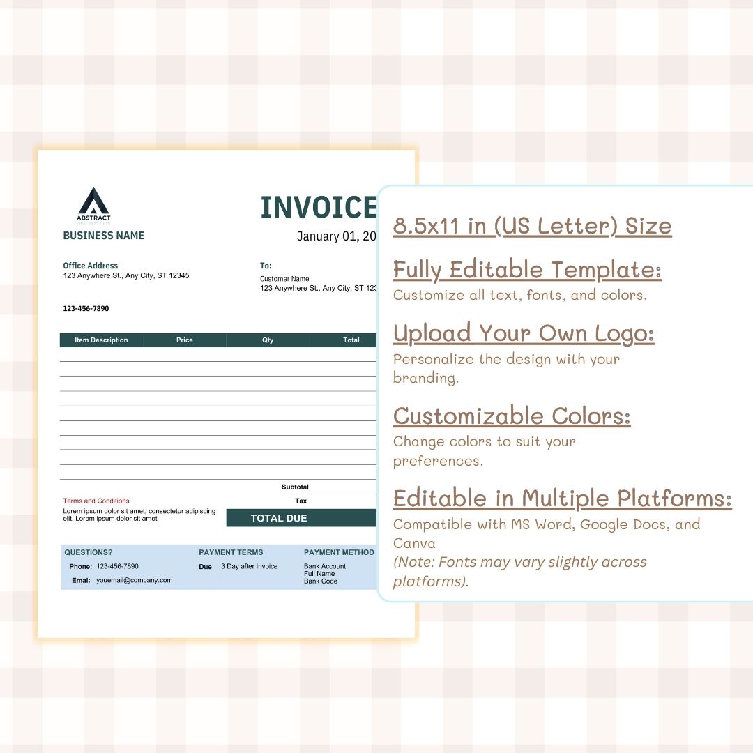 Customizable invoice template