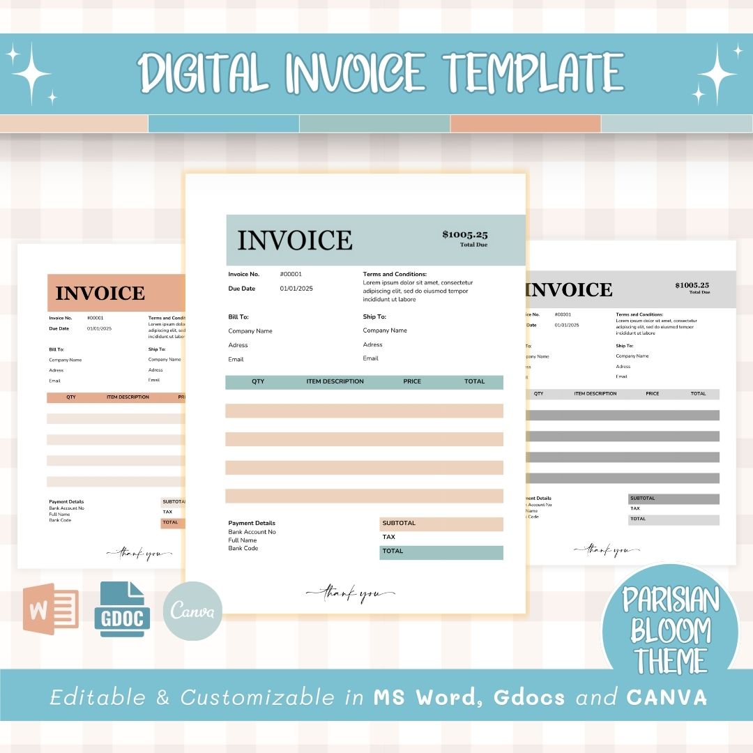 Digital invoice template