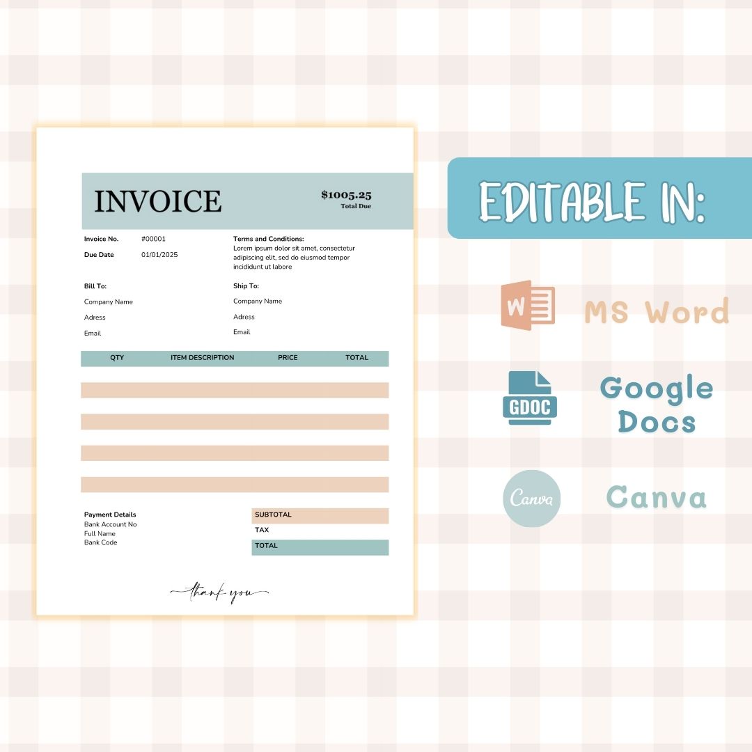 editable invoice template
