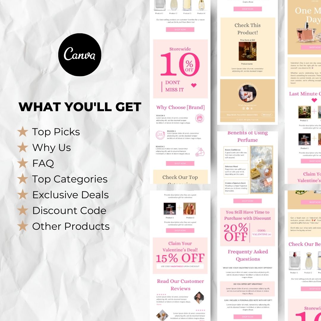 What you will get with valentines email template