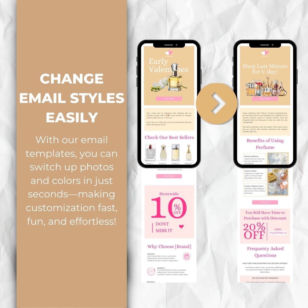 change email styles with our valentines email template
