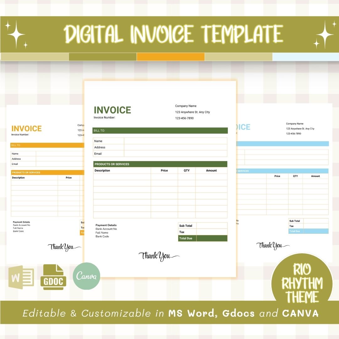 Digital invoice template