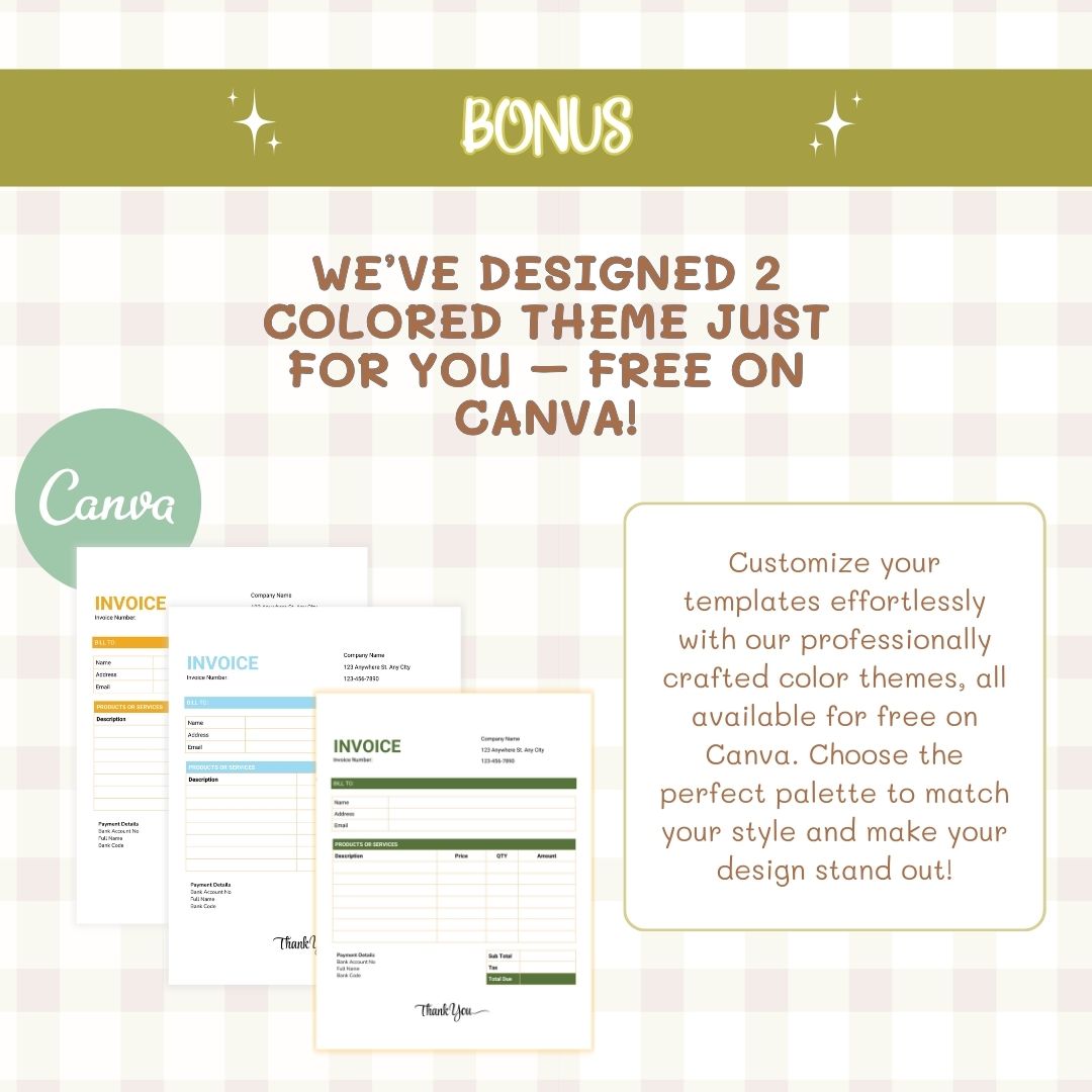 editable invoice template in different platforms
colored theme invoice template