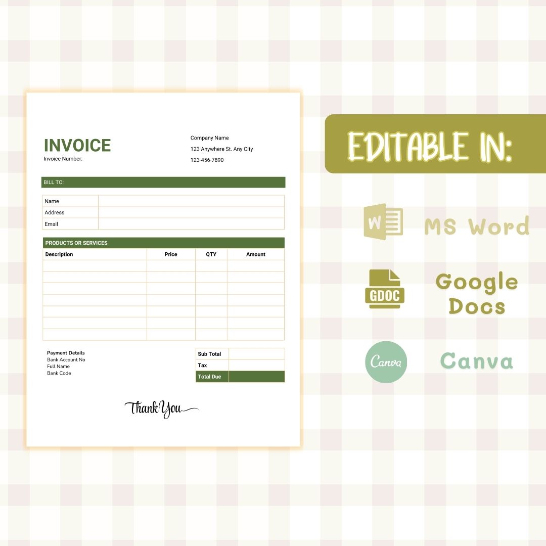 editable invoice template