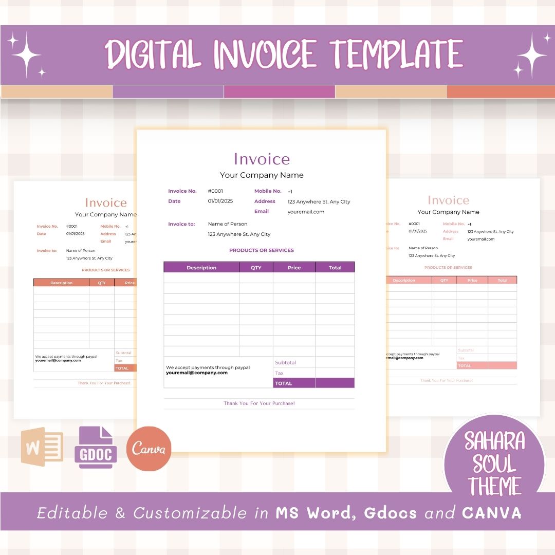 Digital invoice template