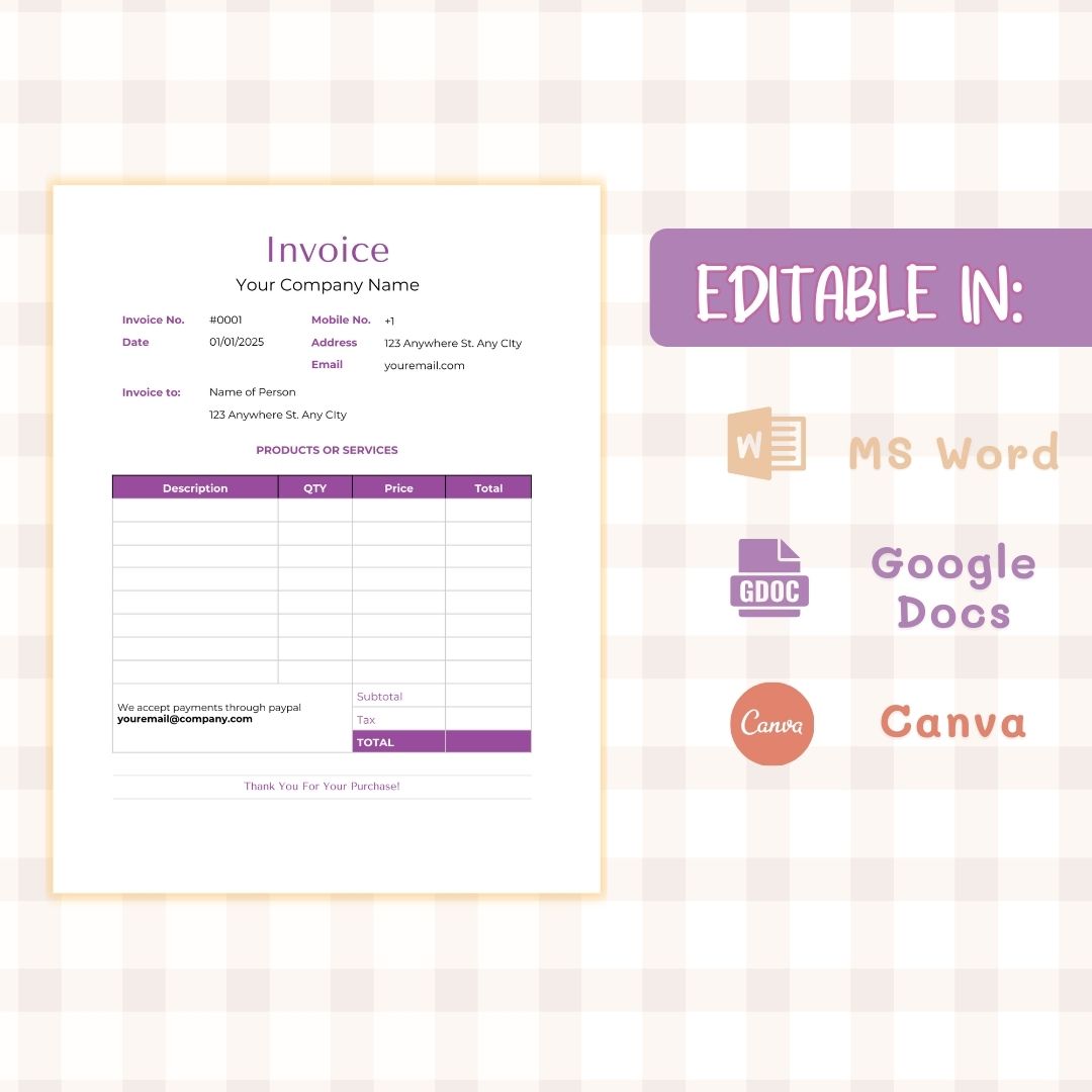 editable invoice template