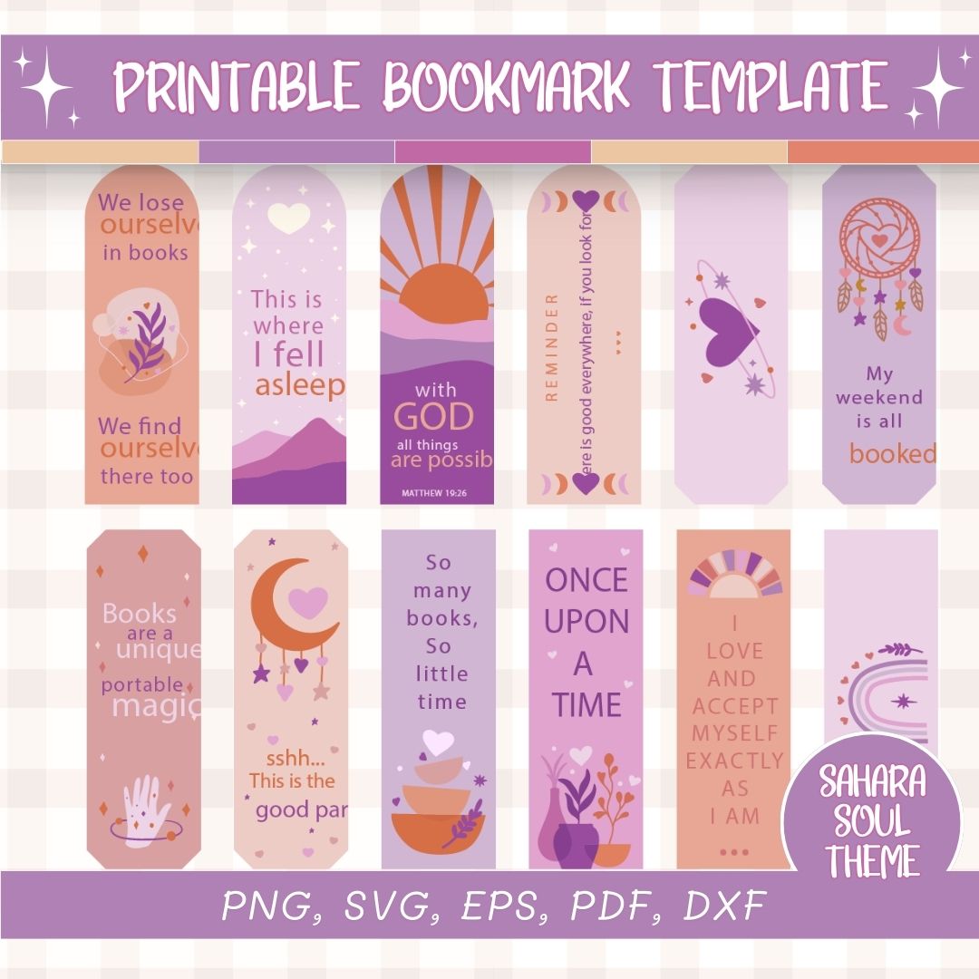 Printable bookmark template