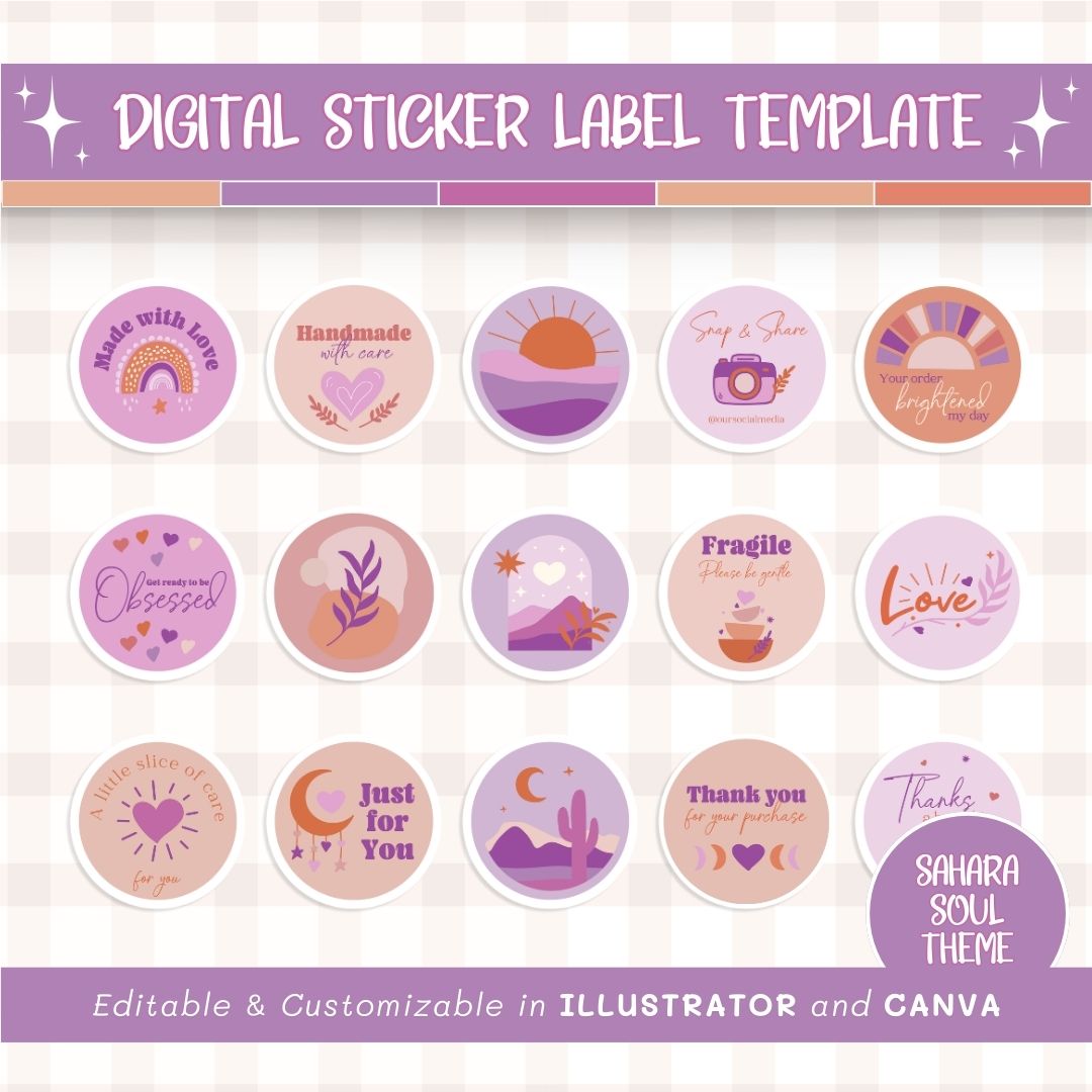 Digital sticker label template