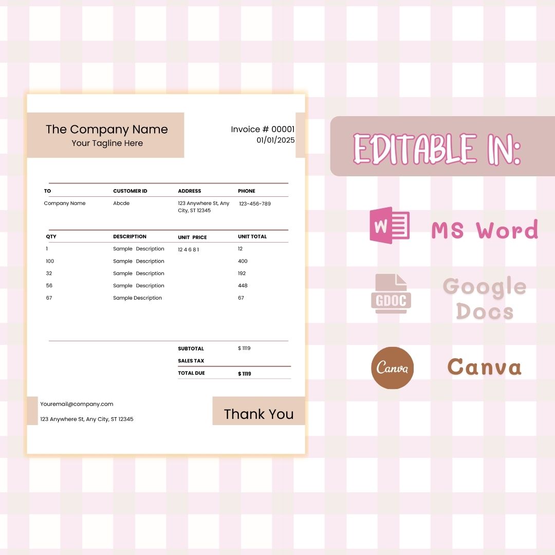 editable invoice template