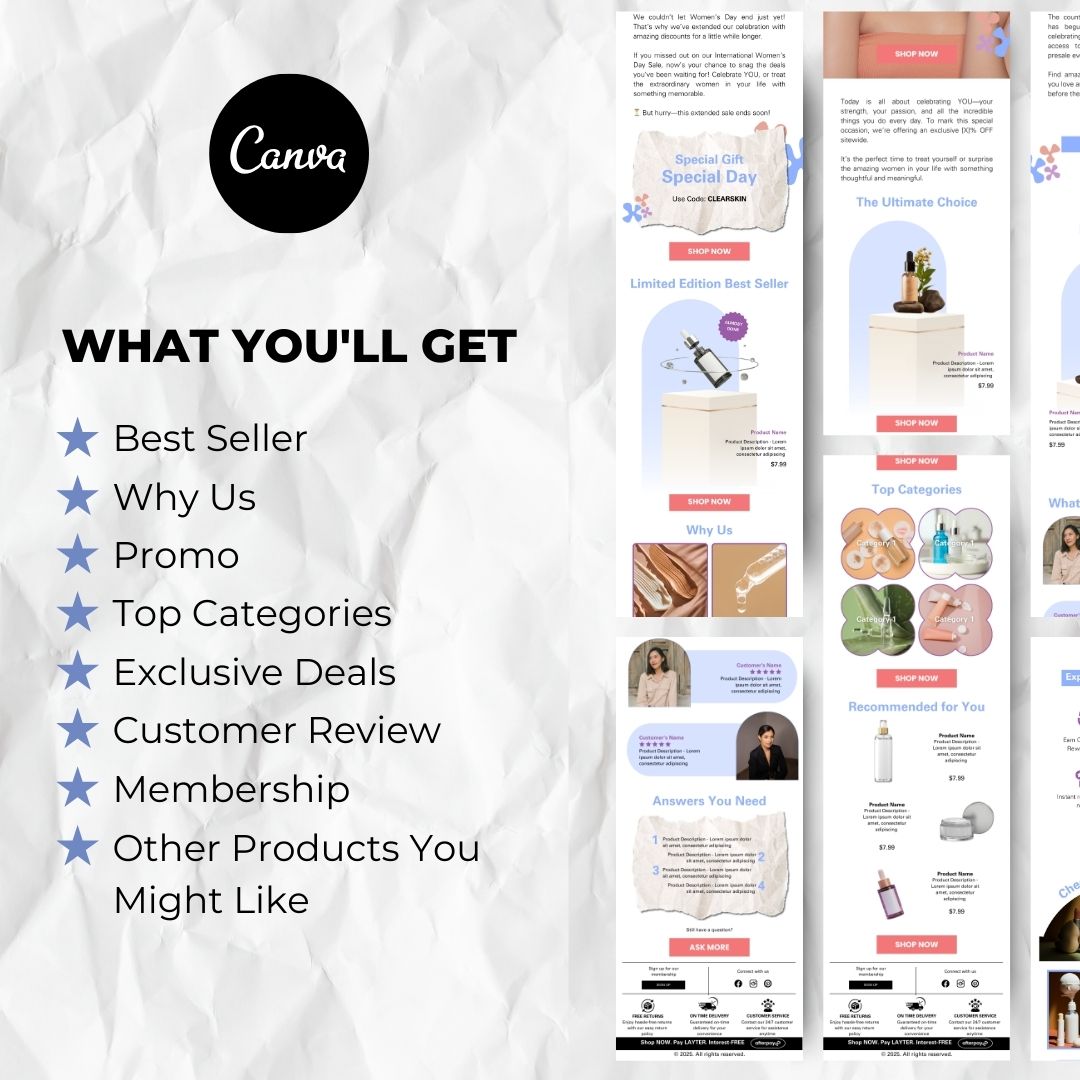 What you will get with womens day email template