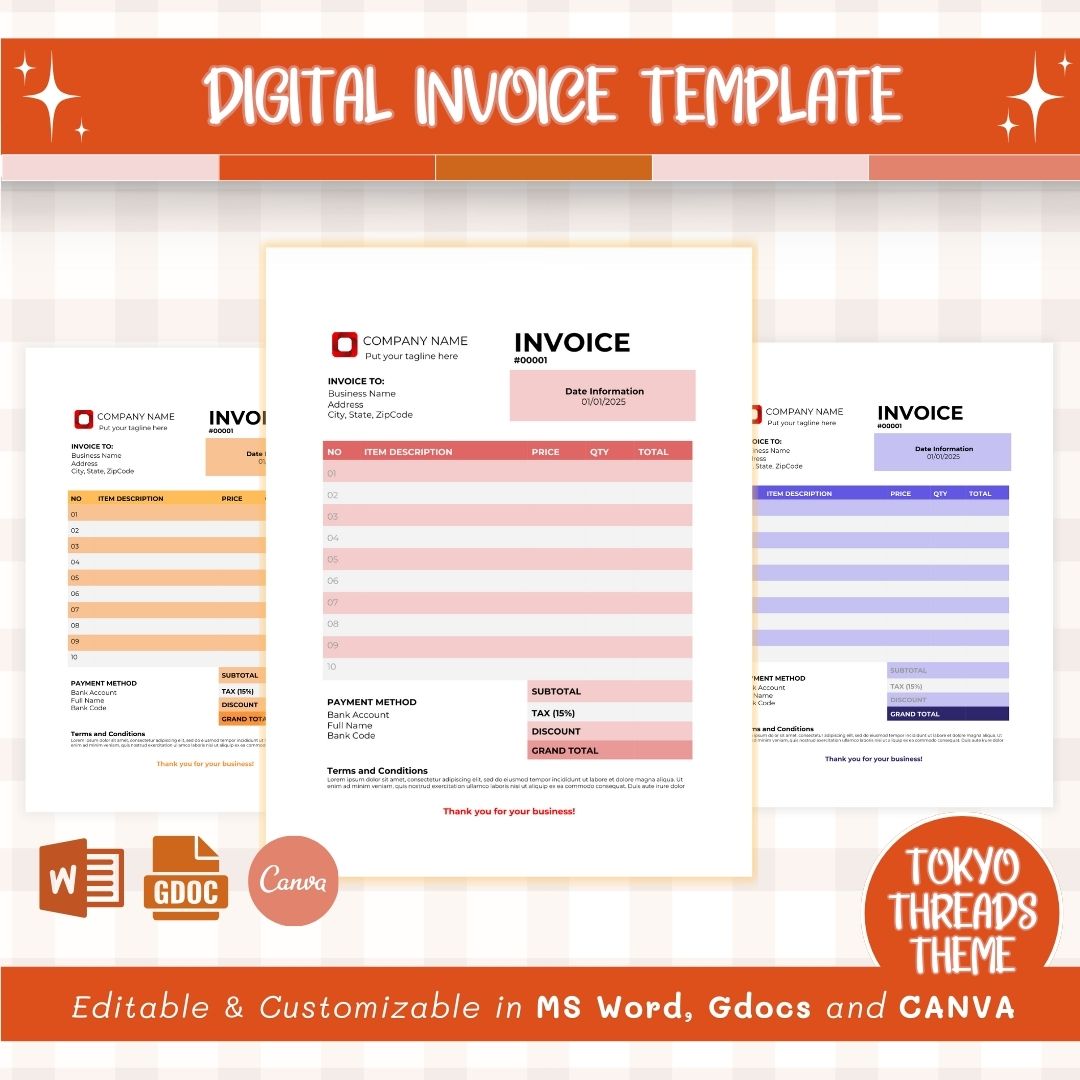 Digital invoice template