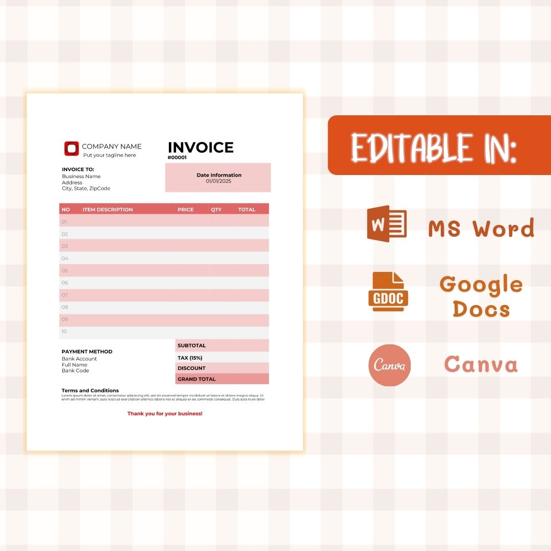 editable invoice template