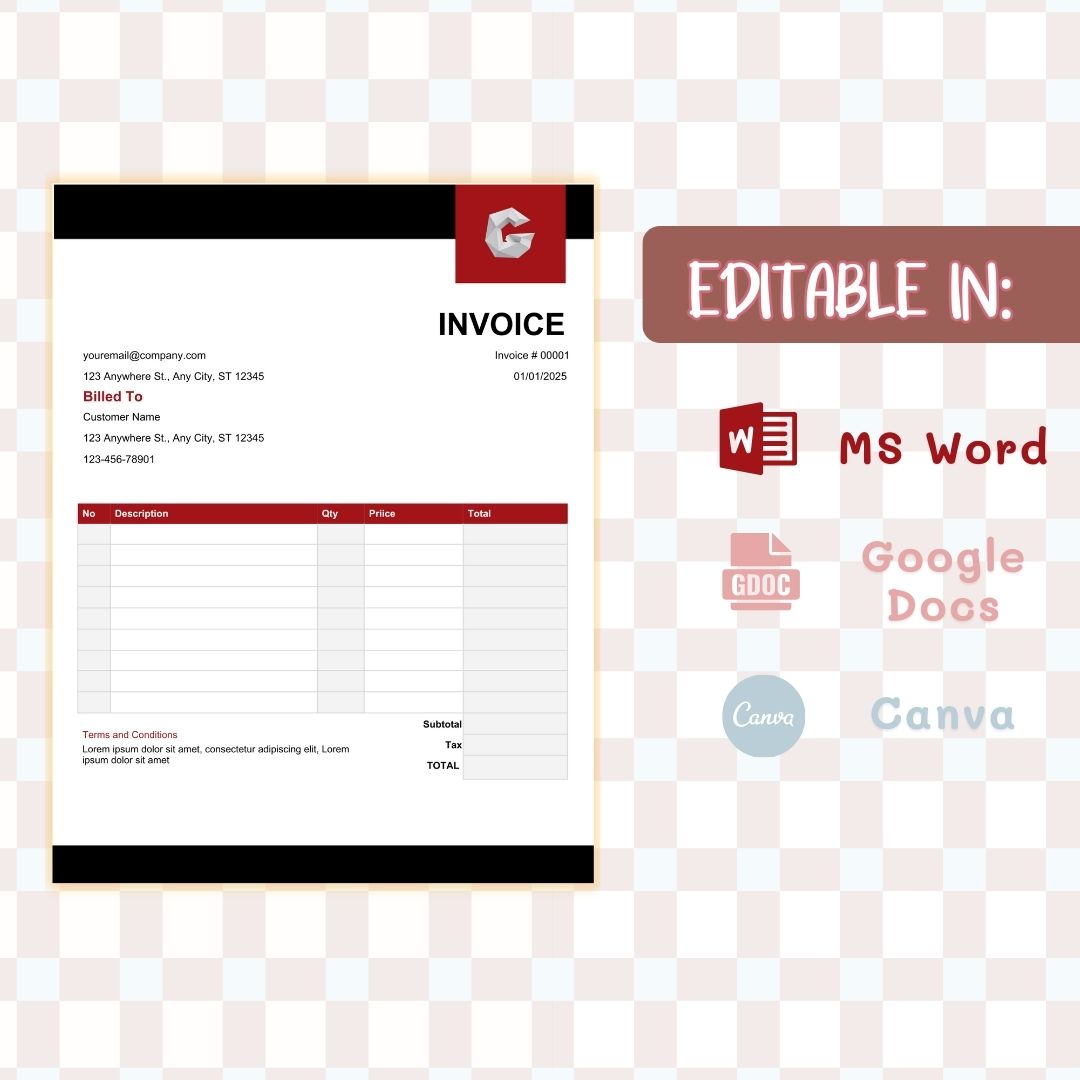 editable invoice template