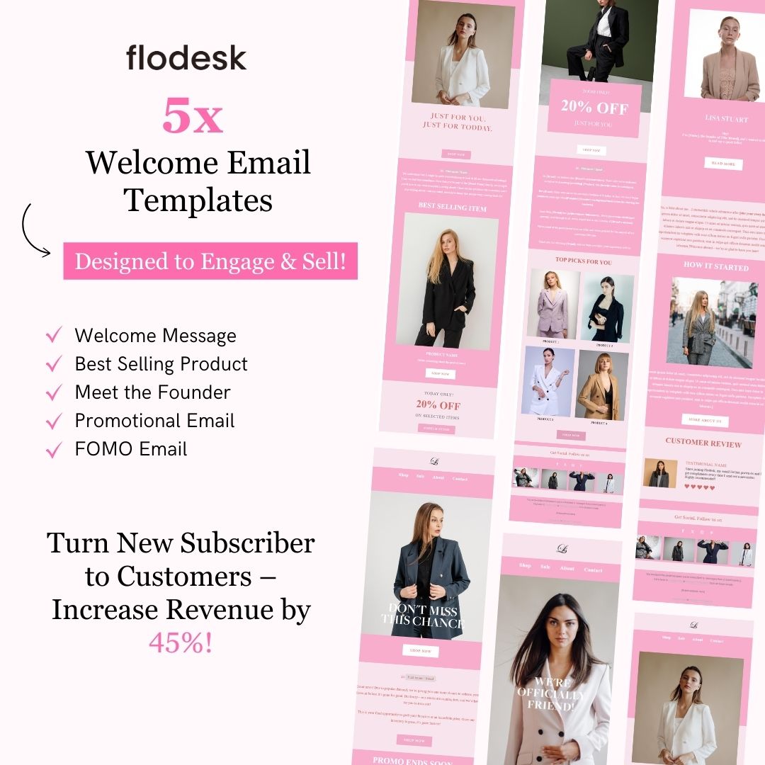 Pink Theme Flodesk Minimalist Fashion Welcome Email Series