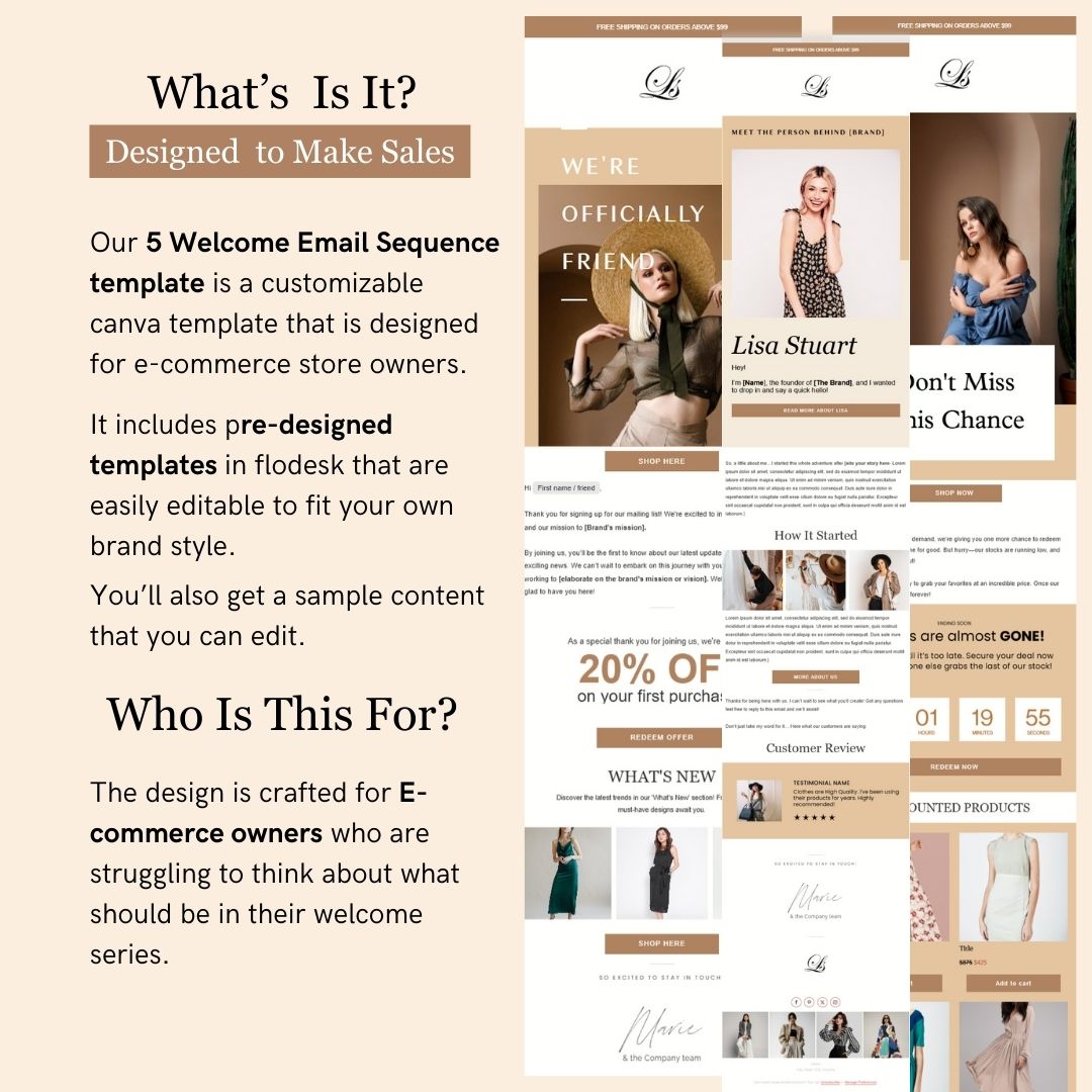 Brown & Nude Theme Flodesk Minimalist Fashion Welcome Email Series