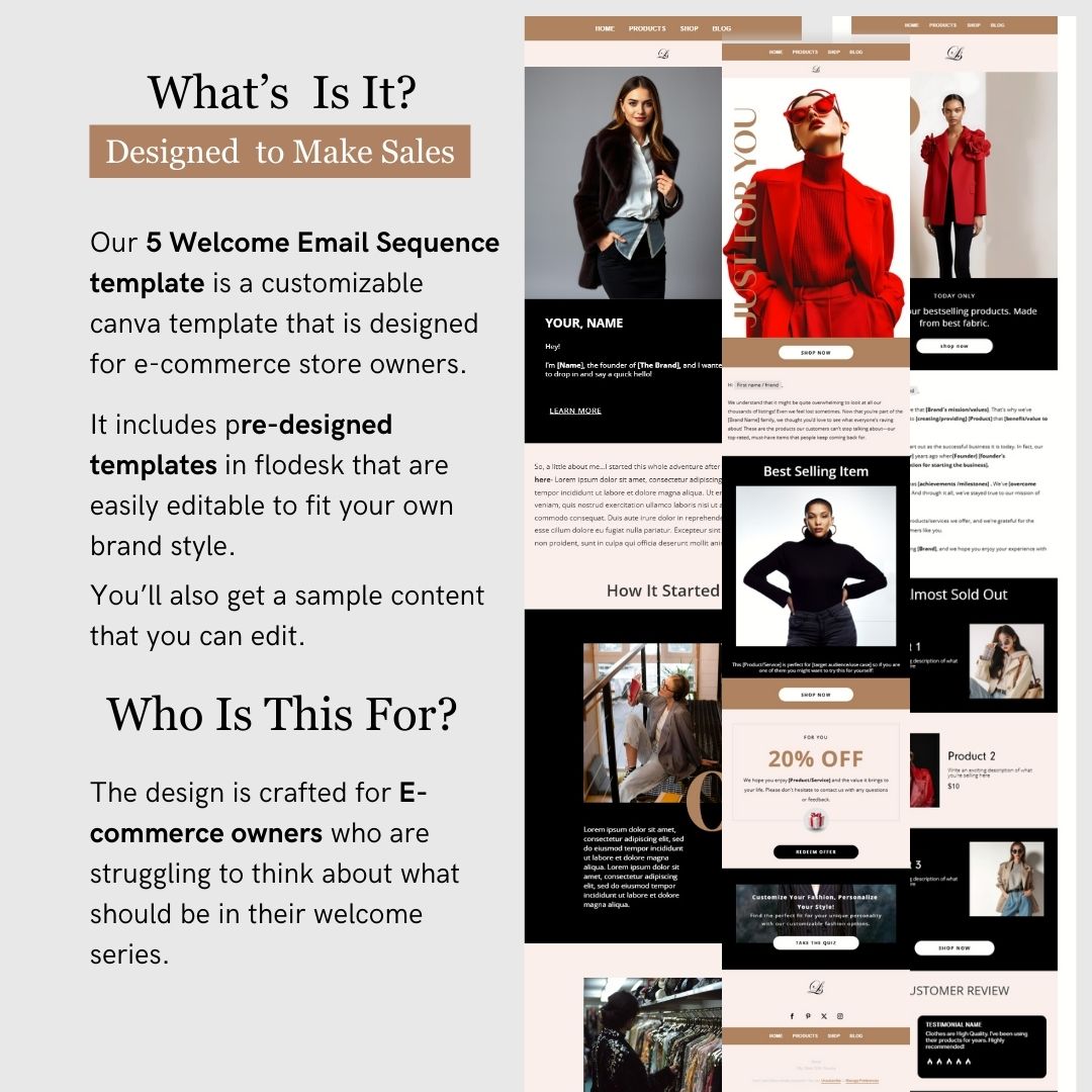 Brown & Black Theme Flodesk Minimalist Fashion Welcome Email Series