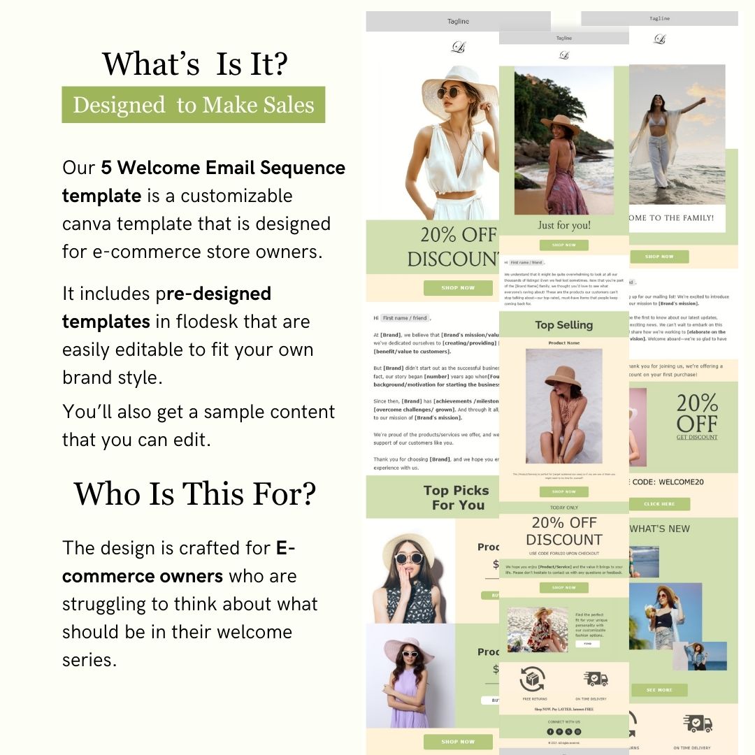 Green & Yellow Theme Flodesk Minimalist Fashion Welcome Email Series