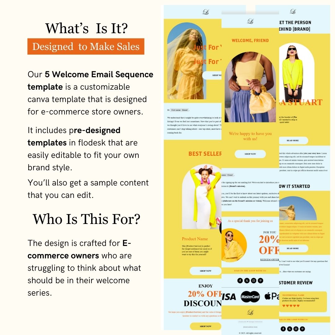 Yellow & Blue Theme Flodesk Minimalist Fashion Welcome Email Series