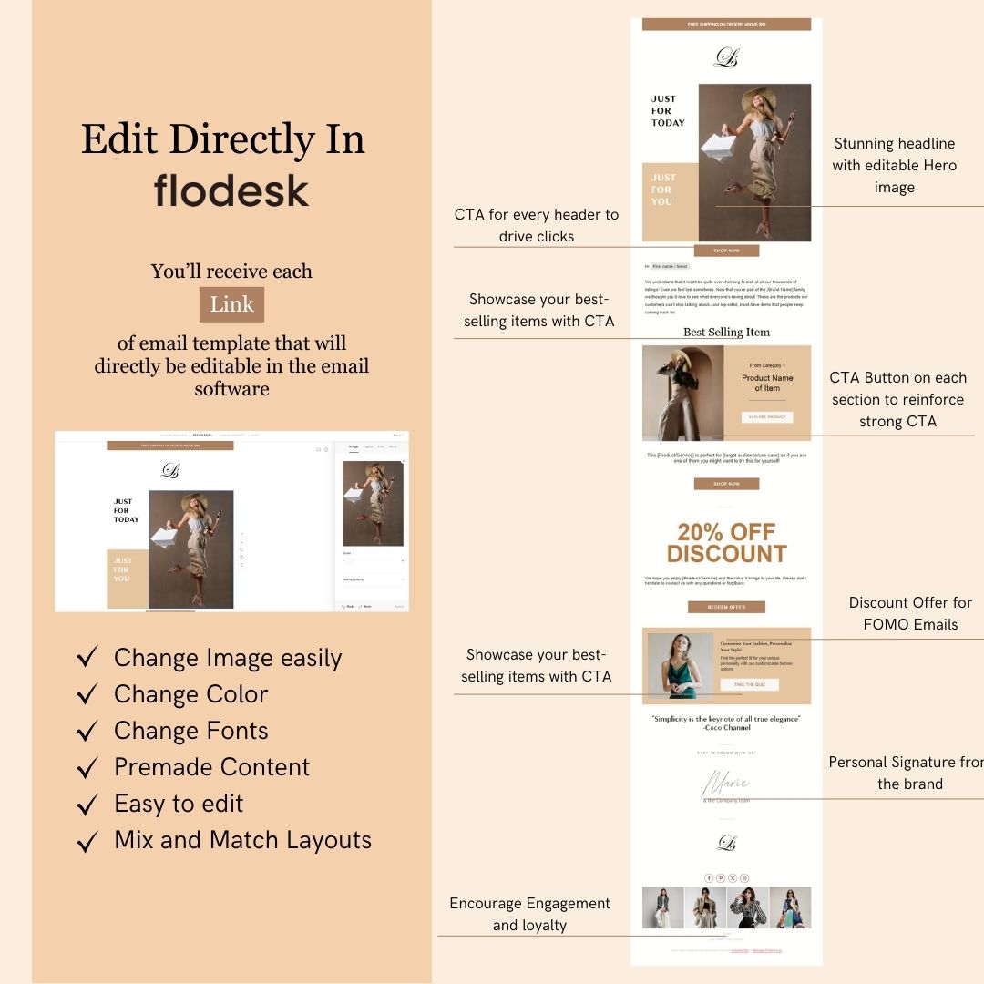 Brown & Nude Theme Flodesk Minimalist Fashion Welcome Email Series