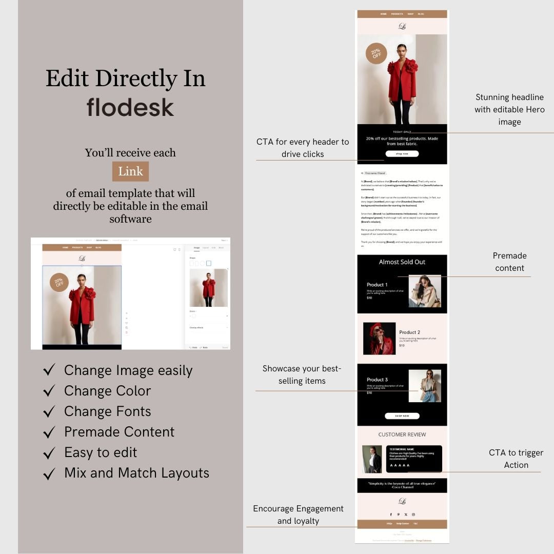 Brown & Black Theme Flodesk Minimalist Fashion Welcome Email Series