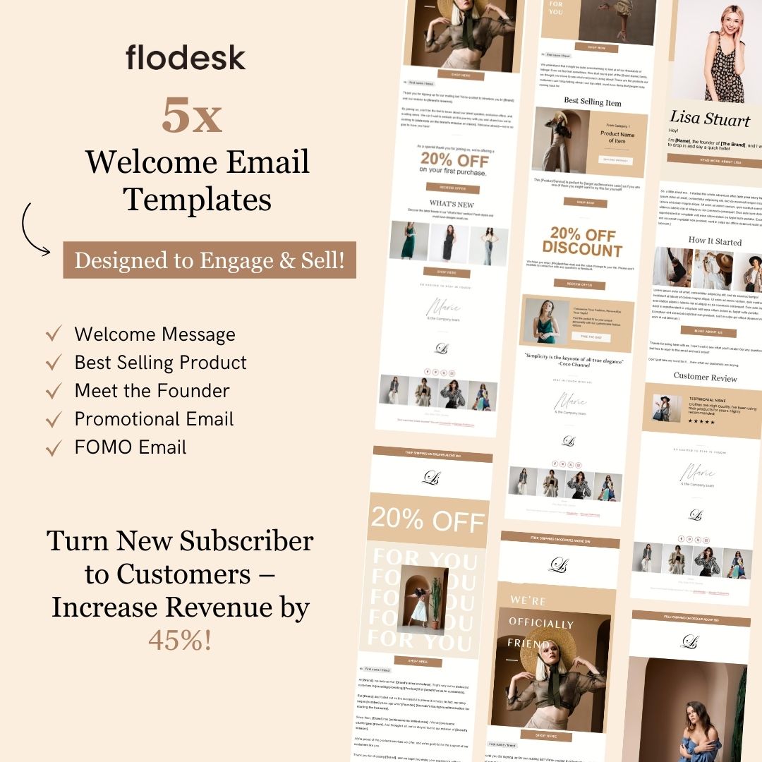 Brown & Nude Theme Flodesk Minimalist Fashion Welcome Email Series