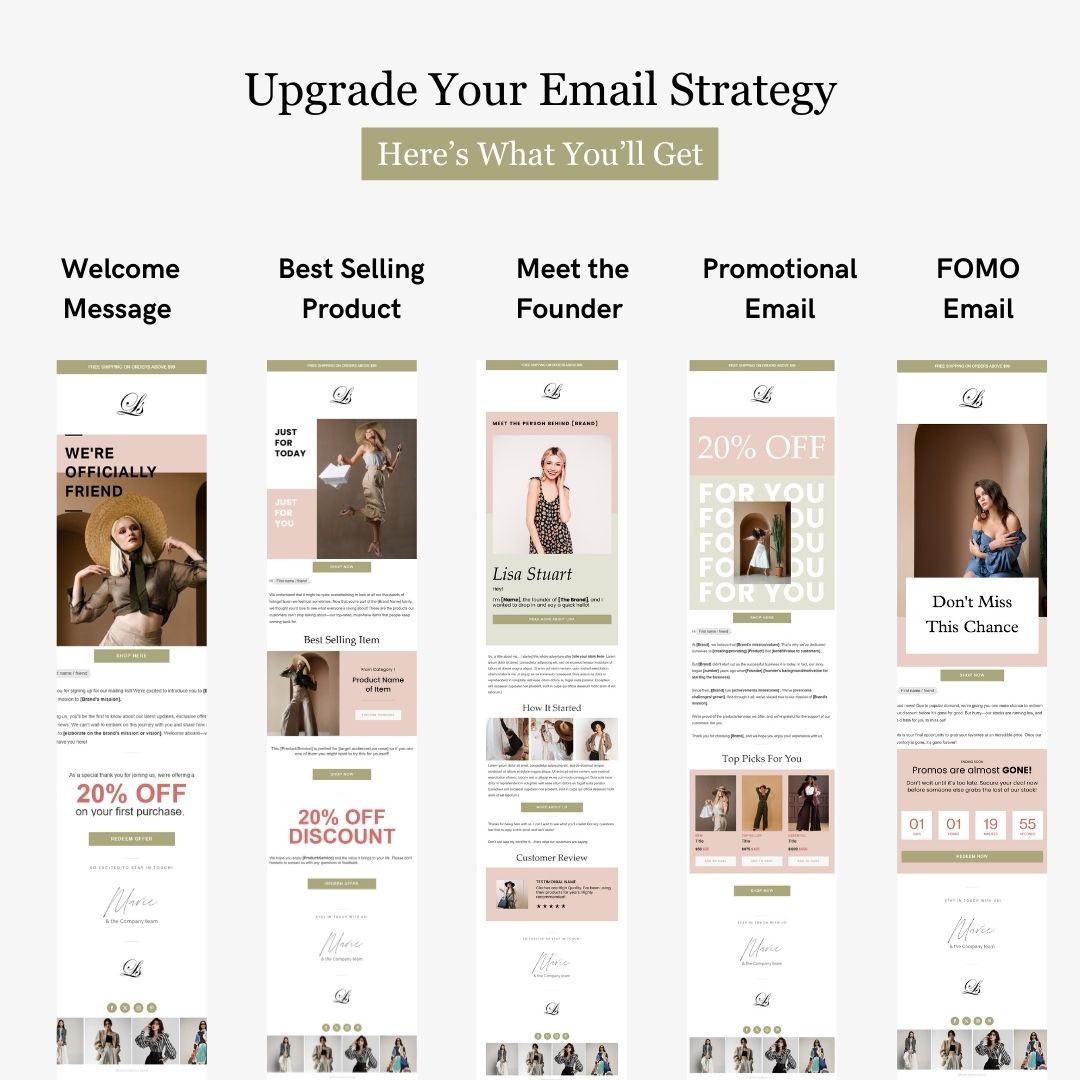 Green & Pink Theme Flodesk Minimalist Fashion Welcome Email Series