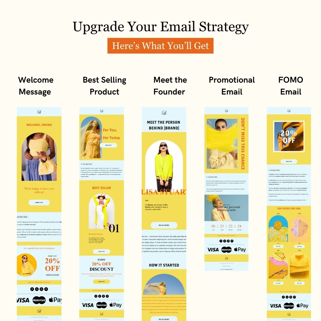 Yellow & Blue Theme Flodesk Minimalist Fashion Welcome Email Series