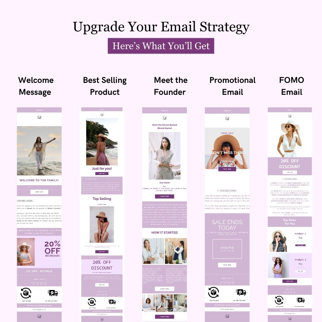 Purple & White Theme Flodesk Minimalist Fashion Welcome Email Series