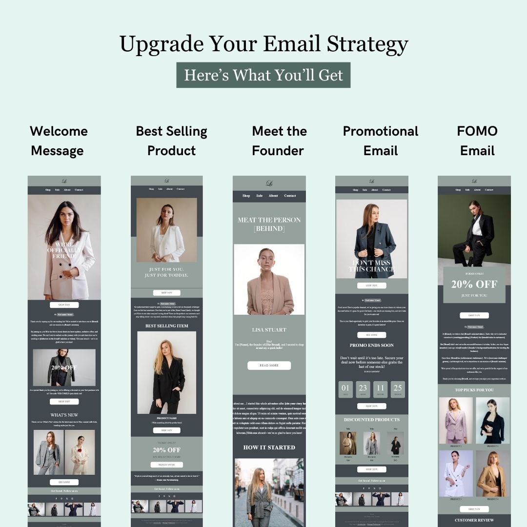 Blue & Green Theme Flodesk Minimalist Fashion Welcome Email Series