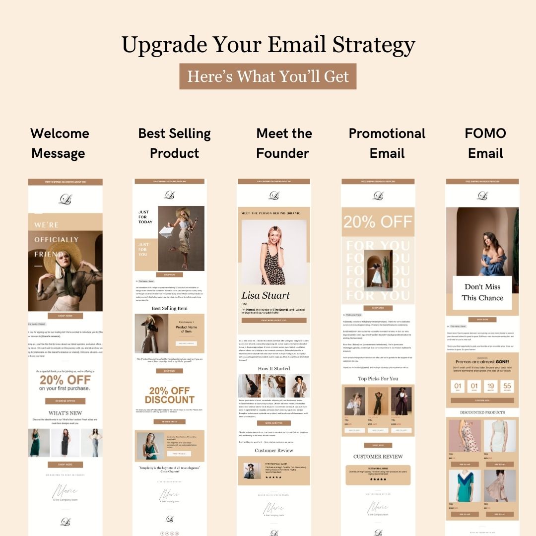 Brown & Nude Theme Flodesk Minimalist Fashion Welcome Email Series