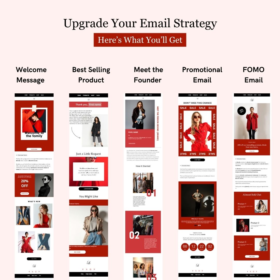 Black & Red Theme Flodesk Minimalist Fashion Welcome Email Series